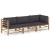 Image de vidaXL Salon de jardin 3 pcs avec coussins gris foncé bambou