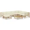 Image de vidaXL Salon de jardin 8 pcs avec coussins blanc crème bambou