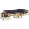 Image de vidaXL Salon de jardin 7 pcs avec coussins gris foncé bambou