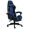 Image de vidaXL Fauteuil de jeux vidéo avec repose-pied Noir et bleu Similicuir