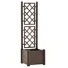 Image de vidaXL Plantenbak met latwerk 43x43x142 cm PP mokka