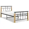 Image de vidaXL Cadre de lit sans matelas métal bois de chêne massif 90x200 cm