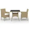 Image de vidaXL Ensemble à manger de jardin 3 pcs Beige Résine tressée et verre