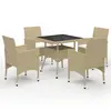 Image de vidaXL Ensemble à manger de jardin 5 pcs Résine tressée et verre Beige