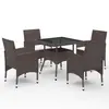 Image de vidaXL Ensemble à manger de jardin 5pcs Marron Résine tressée et verre