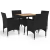 Image de vidaXL Ensemble à manger de jardin 5 pcs Noir Résine tressée et acacia