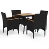 Image de vidaXL Ensemble à manger de jardin 5 pcs Noir Résine tressée et acacia