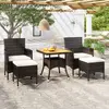 Image de vidaXL Ensemble à manger de jardin 5 pcs Résine tressée et acacia Noir