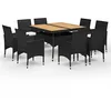 Image de vidaXL Ensemble à dîner de jardin 9 pcs Résine tressée et acacia Noir