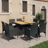 Image de vidaXL Ensemble à manger de jardin 9 pcs Résine tressée et acacia Noir