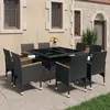 Image de vidaXL Ensemble à manger de jardin 9 pcs Résine tressée et acacia Noir