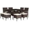 Image de vidaXL Ensemble à manger de jardin 9 pcs Résine tressée Marron