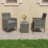 Image de vidaXL Ensemble de bistro 3 pcs Résine tressée et verre trempé Gris