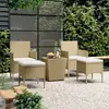 Image de vidaXL Ensemble de bistro 5 pcs Résine tressée et verre trempé Beige