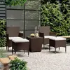 Image de vidaXL Ensemble de bistro de jardin 5 pcs poly rotin et verre trempé