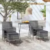Image de vidaXL Ensemble de bistro jardin 5pcs Résine tressée verre trempé Gris