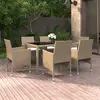 Image de vidaXL Ensemble à Manger de jardin 7pcs Résine tressée et verre trempé