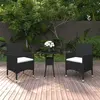 Image de vidaXL Ensemble à manger de jardin 3 pcs Résine tressée Noir