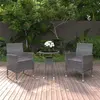 Image de vidaXL Ensemble à manger de jardin 3 pcs Résine tressée Gris