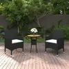 Image de vidaXL Ensemble à manger de jardin 3 pcs Résine tressée Noir