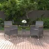 Image de vidaXL Ensemble à manger de jardin 3 pcs Résine tressée Gris