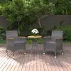 Image de vidaXL Ensemble à manger de jardin 3 pcs Résine tressée Gris
