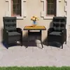 Image de vidaXL Ensemble à dîner de jardin 3 pcs Résine tressée et acacia Noir