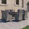 Image de vidaXL Ensemble à manger de jardin 9 pcs Résine tressée et verre Gris