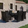 Image de vidaXL Ensemble à Manger de jardin 9 pcs Résine tressée et verre Noir