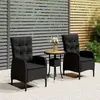 Image de vidaXL Ensemble de bistro de jardin 3 pcs Résine tressée Noir