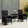 Image de vidaXL Ensemble de bistro de jardin 3 pcs Résine tressée Noir