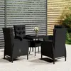 Image de vidaXL Ensemble de bistro de jardin 5 pcs Résine tressée Noir