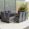 Image de vidaXL Ensemble à manger de jardin 11 pcs résine tressée gris