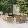 Image de vidaXL Ensemble à manger de jardin 11pcs Résine tressée Beige