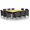 Image de vidaXL Mobilier à Dîner de Jardin 11 pcs Mobilier de Salle à Manger de Terrasse Table et Chaises de Repas Salon de Jardin Patio Résine Tressée Gris