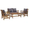 Image de vidaXL Salon de jardin 4 pcs avec coussins Bois d'acacia solide