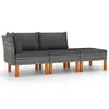 Image de vidaXL Salon de jardin 3pcs Résine tressée et bois d'eucalyptus massif