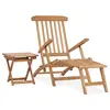 Image de vidaXL Chaise longue de jardin avec repose-pied et table Bois de teck