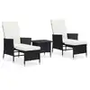 Image de vidaXL Salon de jardin 3 pcs avec coussins Résine tressée Noir