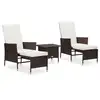 Image de vidaXL Salon de jardin 3 pcs avec coussins Résine tressée Marron