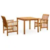 Image de vidaXL Ensemble à manger de jardin 3 pcs et coussins Acacia solide