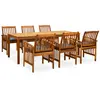 Image de vidaXL Ensemble à manger de jardin 7 pcs avec coussins Acacia solide