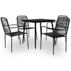 Image de vidaXL Ensemble à manger de jardin 5 pcs Corde en coton et acier Noir