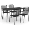 Image de vidaXL Ensemble à manger de jardin 5 pcs Corde en coton et acier Noir