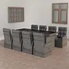 Image de vidaXL Ensemble à manger d'extérieur 9pcs coussins Résine tressée Gris