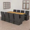 Image de vidaXL Ensemble à manger d'extérieur 9pcs coussins résine tressée noir