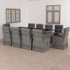 Image de vidaXL Salon de jardin 11 pcs avec coussins Résine tressée Gris