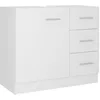 Image de vidaXL Armoire d'Évier, Meuble de Rangement avec Compartiment et Tiroir, Armoire de Toilette Salle de Bain Intérieur, Blanc Bois d’Ingénierie