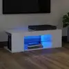 Image de vidaXL Meuble TV avec lumières LED blanc brillant 90x39x30 cm