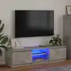Image de vidaXL Meuble TV avec lumières LED gris béton 140x40x36 cm